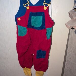 Othr Vibrant Red and Blue Kids Overalls